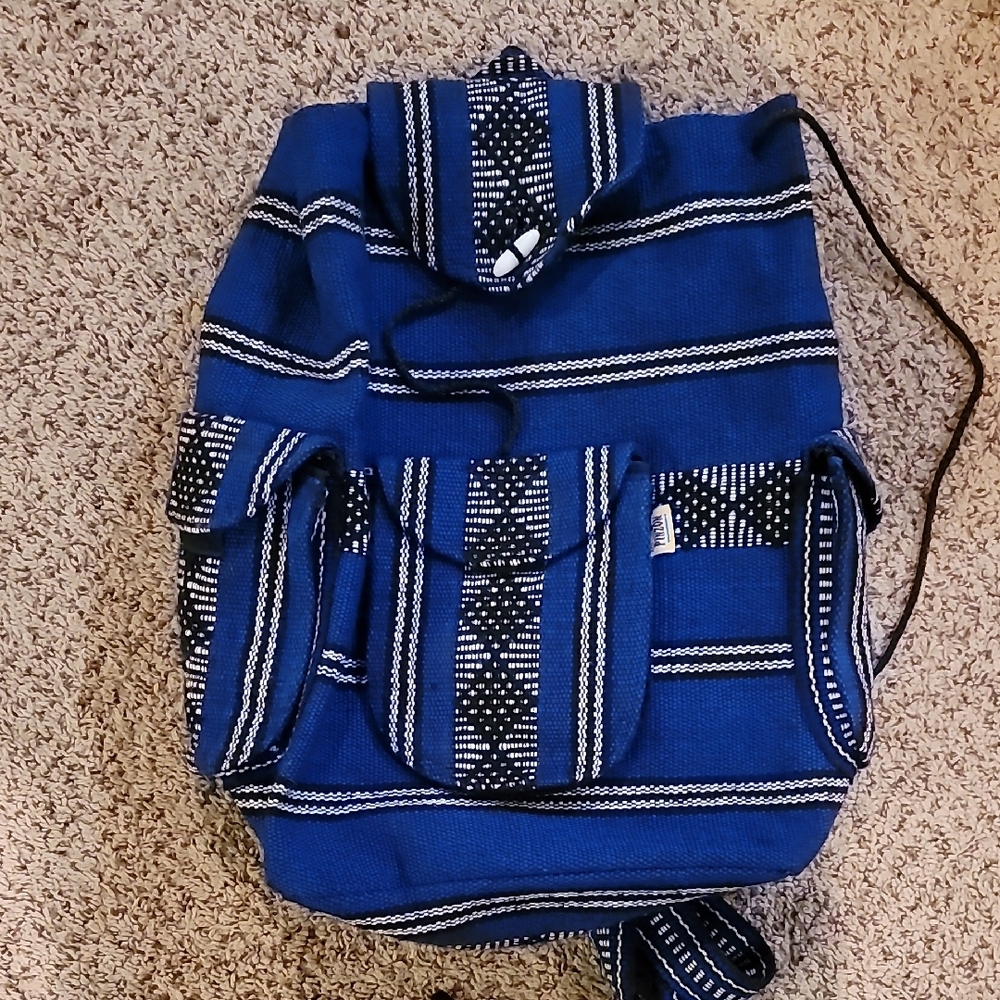 Stylish Blue Patterned Backpack